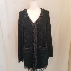 Vera Wang Green Fringe Cardigan Sweater Size S/M
